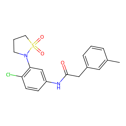 N-(4-chloro-3-(1,1-dioxidoisothiazolidin-2-yl)phenyl)-2-(m-tolyl)acetamide structure