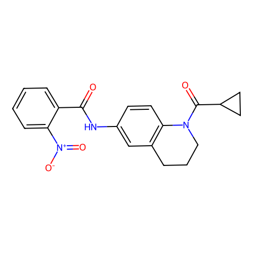 N-[1-(cyclopropanecarbonyl)-3,4-dihydro-2H-quinolin-6-yl]-2-nitrobenzamide structure