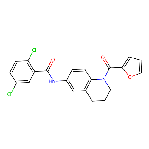 2,5-dichloro-N-[1-(furan-2-carbonyl)-1,2,3,4-tetrahydroquinolin-6-yl]benzamide structure