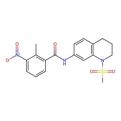 2-methyl-N-(1-methylsulfonyl-3,4-dihydro-2H-quinolin-7-yl)-3-nitrobenzamide structure