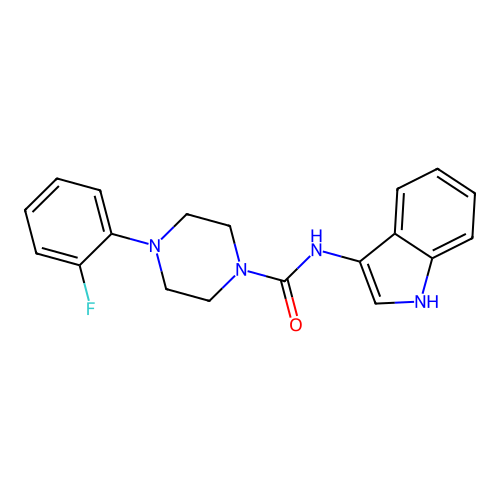 4-(2-fluorophenyl)-N-(1H-indol-3-yl)piperazine-1-carboxamide structure