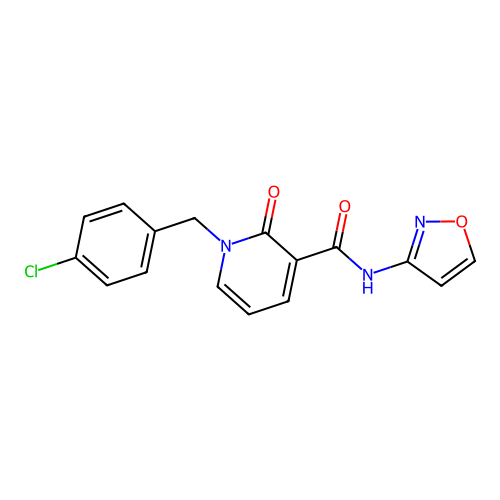 1-(4-chlorobenzyl)-N-(isoxazol-3-yl)-2-oxo-1,2-dihydropyridine-3-carboxamide structure