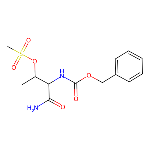Benzyl (1-(aminocarbonyl)-2-((methylsulphonyl)oxy)propyl)carbamate structure