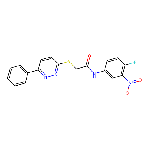 N-(4-fluoro-3-nitrophenyl)-2-((6-phenylpyridazin-3-yl)thio)acetamide structure