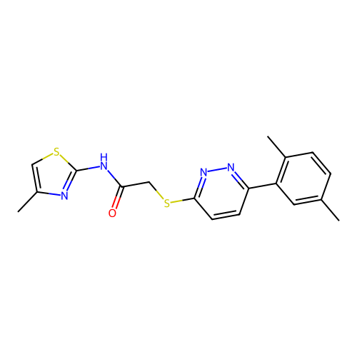 2-((6-(2,5-dimethylphenyl)pyridazin-3-yl)thio)-N-(4-methylthiazol-2-yl)acetamide structure