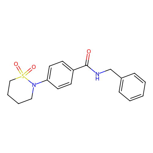 N-benzyl-4-(1,1-dioxothiazinan-2-yl)benzamide structure