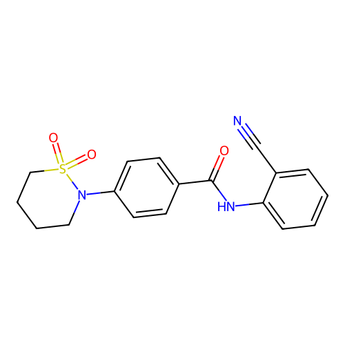 N-(2-cyanophenyl)-4-(1,1-dioxothiazinan-2-yl)benzamide structure