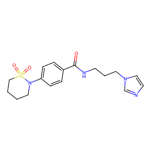 4-(1,1-dioxothiazinan-2-yl)-N-(3-imidazol-1-ylpropyl)benzamide structure