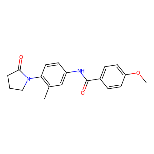 4-methoxy-N-[3-methyl-4-(2-oxopyrrolidin-1-yl)phenyl]benzamide structure