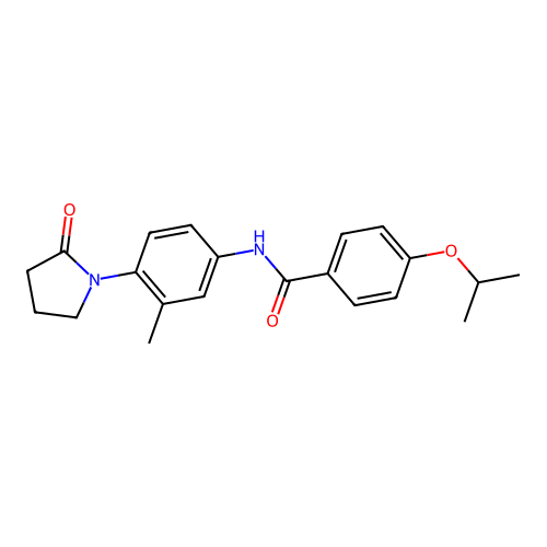 4-isopropoxy-N-(3-methyl-4-(2-oxopyrrolidin-1-yl)phenyl)benzamide structure