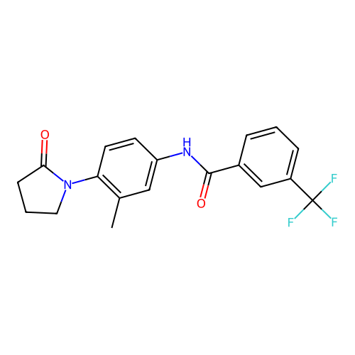 N-[3-methyl-4-(2-oxopyrrolidin-1-yl)phenyl]-3-(trifluoromethyl)benzamide structure