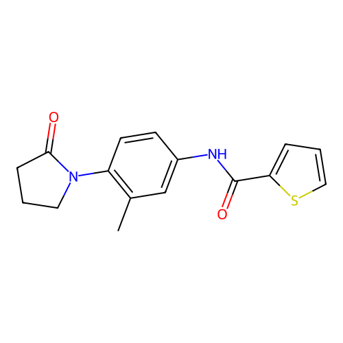 N-[3-methyl-4-(2-oxopyrrolidin-1-yl)phenyl]thiophene-2-carboxamide structure
