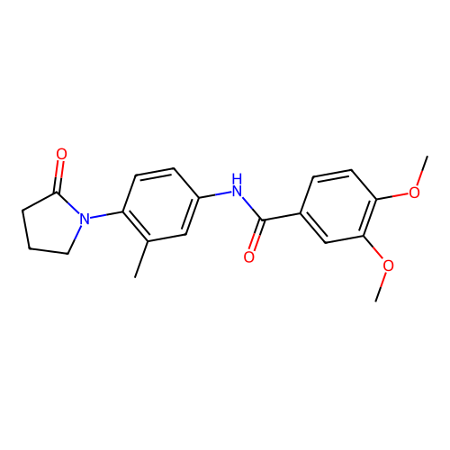 3,4-dimethoxy-N-[3-methyl-4-(2-oxopyrrolidin-1-yl)phenyl]benzamide structure