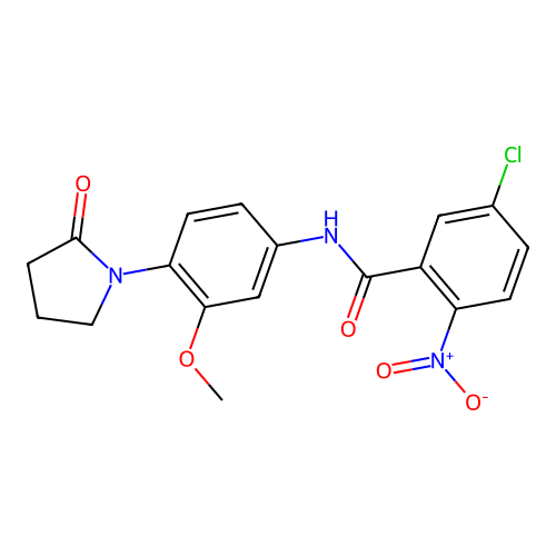 5-chloro-N-[3-methoxy-4-(2-oxopyrrolidin-1-yl)phenyl]-2-nitrobenzamide structure