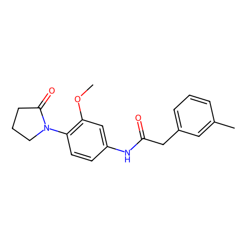 N-[3-methoxy-4-(2-oxopyrrolidin-1-yl)phenyl]-2-(3-methylphenyl)acetamide structure