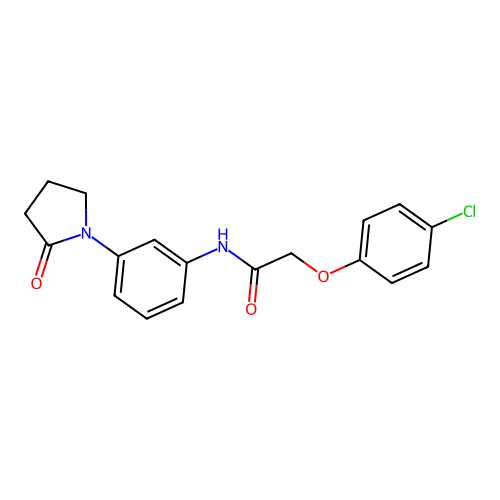 2-(4-chlorophenoxy)-N-[3-(2-oxopyrrolidin-1-yl)phenyl]acetamide structure