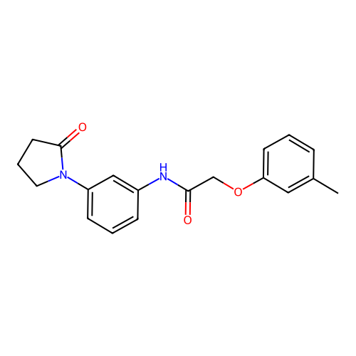 2-(3-methylphenoxy)-N-[3-(2-oxopyrrolidin-1-yl)phenyl]acetamide structure