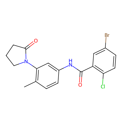 5-bromo-2-chloro-N-[4-methyl-3-(2-oxopyrrolidin-1-yl)phenyl]benzamide structure