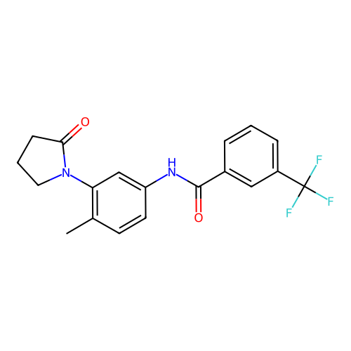 N-[4-methyl-3-(2-oxopyrrolidin-1-yl)phenyl]-3-(trifluoromethyl)benzamide structure