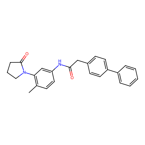 N-[4-methyl-3-(2-oxopyrrolidin-1-yl)phenyl]-2-(4-phenylphenyl)acetamide structure