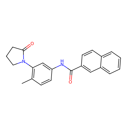 N-[4-methyl-3-(2-oxopyrrolidin-1-yl)phenyl]naphthalene-2-carboxamide structure