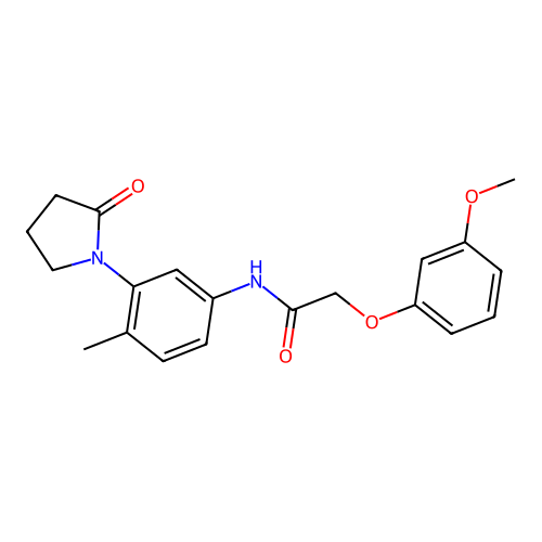 2-(3-methoxyphenoxy)-N-[4-methyl-3-(2-oxopyrrolidin-1-yl)phenyl]acetamide structure