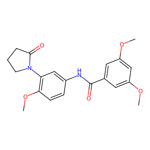 3,5-dimethoxy-N-[4-methoxy-3-(2-oxopyrrolidin-1-yl)phenyl]benzamide structure