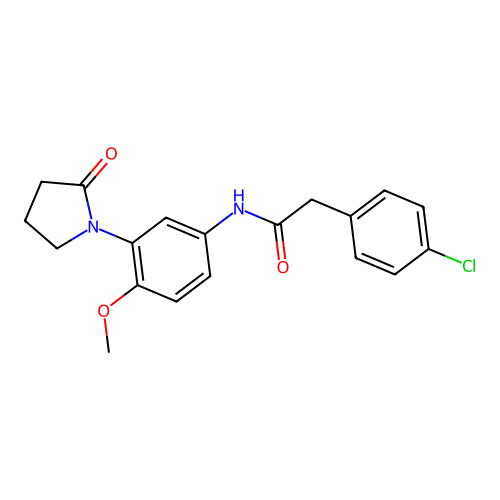 2-(4-chlorophenyl)-N-[4-methoxy-3-(2-oxopyrrolidin-1-yl)phenyl]acetamide structure