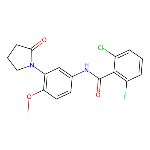 2-chloro-6-fluoro-N-[4-methoxy-3-(2-oxopyrrolidin-1-yl)phenyl]benzamide structure