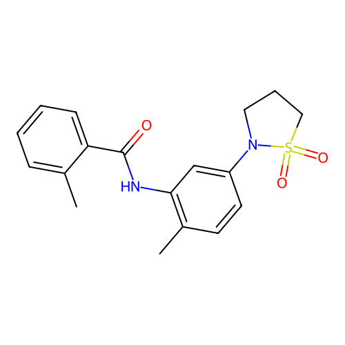 N-(5-(1,1-dioxidoisothiazolidin-2-yl)-2-methylphenyl)-2-methylbenzamide structure
