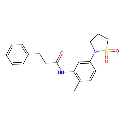 N-(5-(1,1-dioxidoisothiazolidin-2-yl)-2-methylphenyl)-3-phenylpropanamide structure