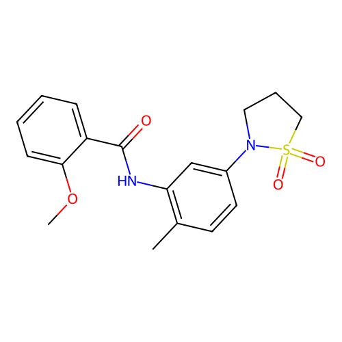 N-(5-(1,1-dioxidoisothiazolidin-2-yl)-2-methylphenyl)-2-methoxybenzamide structure