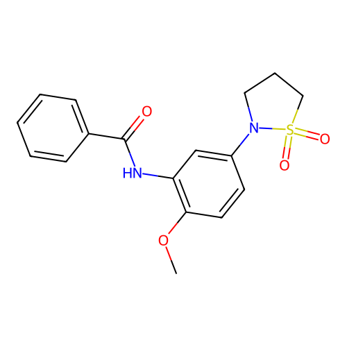 N-(5-(1,1-dioxidoisothiazolidin-2-yl)-2-methoxyphenyl)benzamide structure