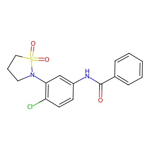 N-(4-chloro-3-(1,1-dioxidoisothiazolidin-2-yl)phenyl)benzamide structure