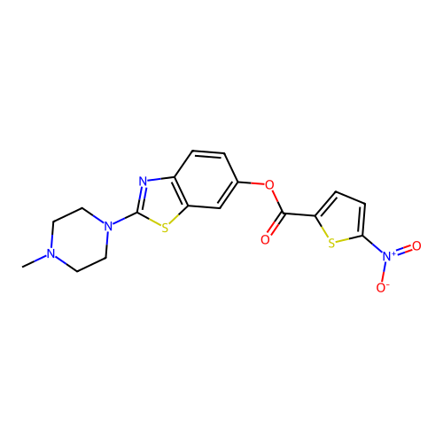 2-(4-Methylpiperazin-1-yl)benzo[d]thiazol-6-yl 5-nitrothiophene-2-carboxylate structure