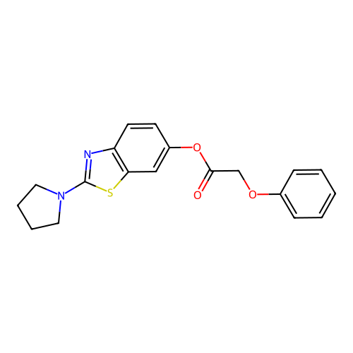 2-(Pyrrolidin-1-yl)benzo[d]thiazol-6-yl 2-phenoxyacetate structure