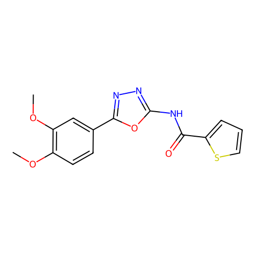 N-[5-(3,4-dimethoxyphenyl)-1,3,4-oxadiazol-2-yl]thiophene-2-carboxamide structure