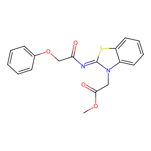 (Z)-methyl 2-(2-((2-phenoxyacetyl)imino)benzo[d]thiazol-3(2H)-yl)acetate structure