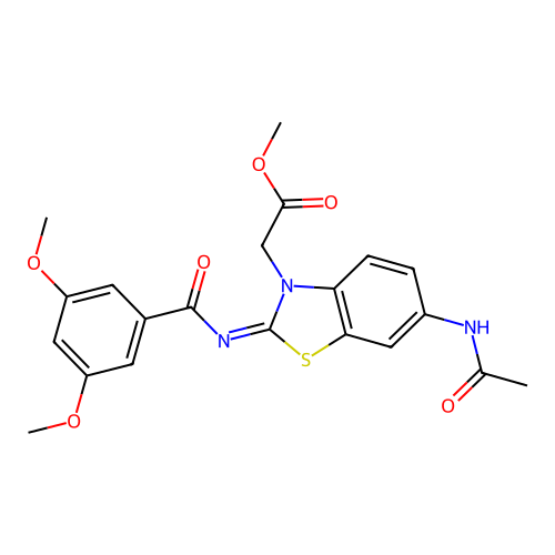 (Z)-methyl 2-(6-acetamido-2-((3,5-dimethoxybenzoyl)imino)benzo[d]thiazol-3(2H)-yl)acetate structure