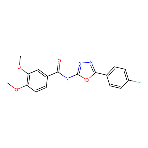 N-[5-(4-fluorophenyl)-1,3,4-oxadiazol-2-yl]-3,4-dimethoxybenzamide structure