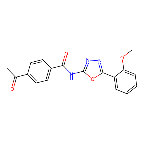 4-acetyl-N-[5-(2-methoxyphenyl)-1,3,4-oxadiazol-2-yl]benzamide structure