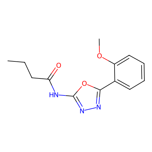 N-[5-(2-methoxyphenyl)-1,3,4-oxadiazol-2-yl]butanamide structure