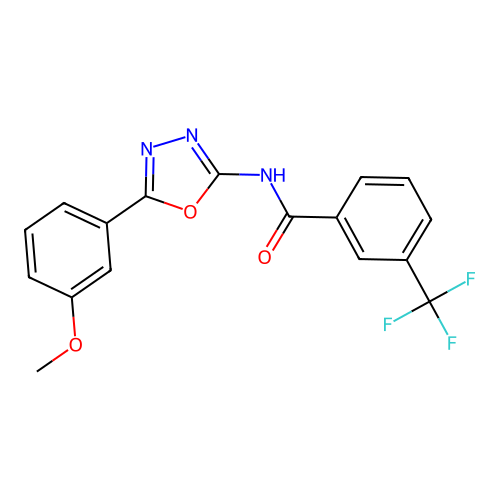 N-[5-(3-methoxyphenyl)-1,3,4-oxadiazol-2-yl]-3-(trifluoromethyl)benzamide structure