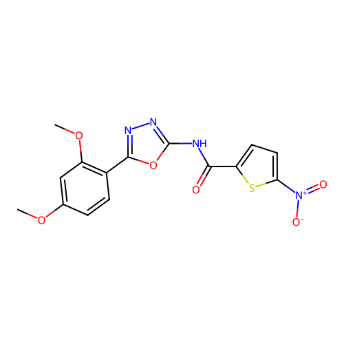 N-[5-(2,4-dimethoxyphenyl)-1,3,4-oxadiazol-2-yl]-5-nitrothiophene-2-carboxamide structure