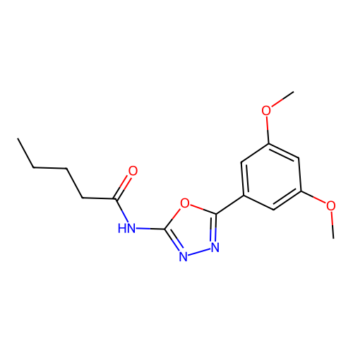 N-[5-(3,5-dimethoxyphenyl)-1,3,4-oxadiazol-2-yl]pentanamide structure