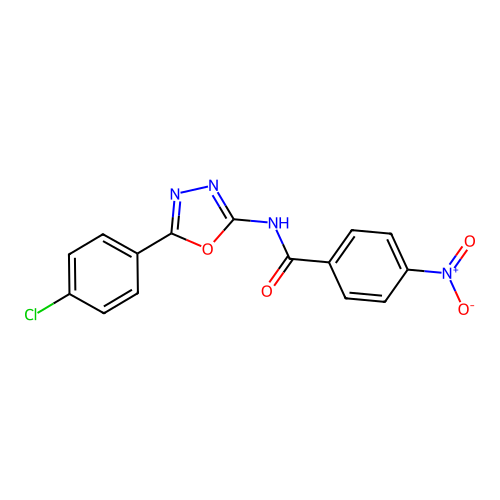 N-[5-(4-chlorophenyl)-1,3,4-oxadiazol-2-yl]-4-nitrobenzamide structure