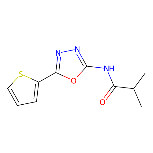 N-(5-(thiophen-2-yl)-1,3,4-oxadiazol-2-yl)isobutyramide structure