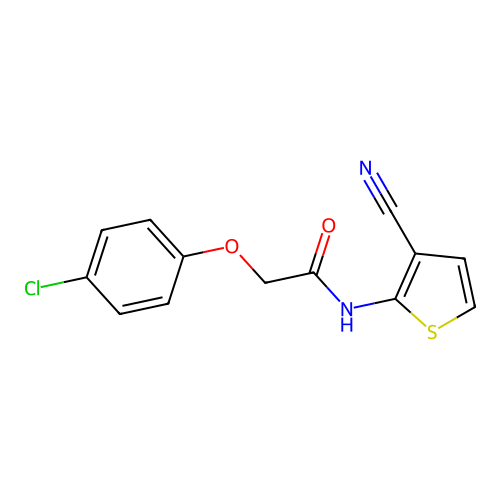 2-(4-chlorophenoxy)-N-(3-cyanothiophen-2-yl)acetamide structure
