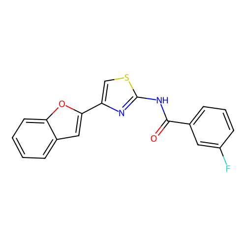 N-[4-(1-benzofuran-2-yl)-1,3-thiazol-2-yl]-3-fluorobenzamide structure