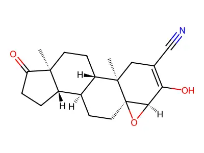 3-Hydroxy-17-oxo-4,5-epoxyandrost-2-ene-2-carbonitrile structure